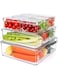 10 Pack Clear Stackable Fridge Organiser Bins with Lids &amp; Drain Tray, Large Size Plastic Food Storage Containers for Fruit &amp; Vegetable Storage, Kitchen Storage &amp; Organisation (3 different sizes)