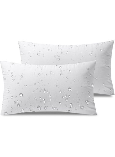 Phantoscope Premium Outdoor Pillow Inserts - Pack of 2 Square Form Water Resistant Decorative Throw Pillows, Made in USA Couch Sham Cushion Stuffer 12 x 20 inches