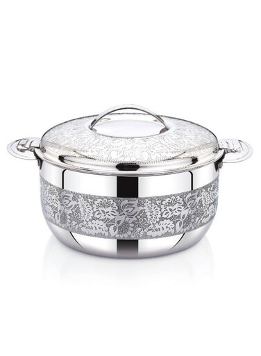 Flavio Stainless Steel Hot Pot Casserole   Double Wall Insulated   With Locking Lid ETCHING FINISH 1500ML