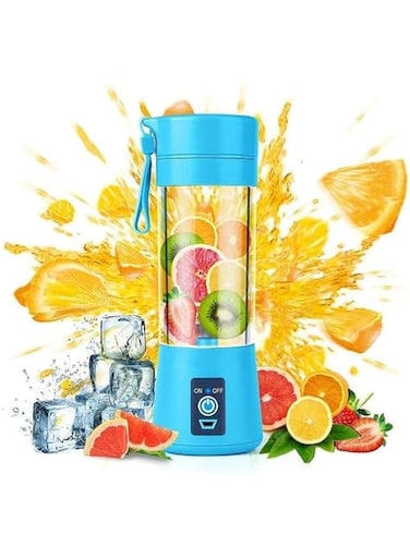 DLORKAN Portable Blender Cup, Electric USB Juicer Blender for Shakes and Smoothies, Juice, Mini Blender with 380ml Capacity and Six Blades for Great Mixing, Lightweight and Convenient (Blue)