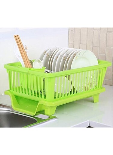 Dish Rack Br&amp;B Durable Kitchen Drainer Dish Rack Organizer/Drying Tray, 45 x 32 x 18 cm, Green