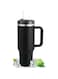 40 oz Tumbler with Handle and Straw, Stainless Steel Vacuum Insulated Water Tumbler for Hot or Cold Beverages, Reusable Water Bottle for Home Gym Office Travel (Black)