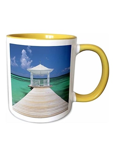 Bahamas Pier Printed Mug Yellow/White/Blue