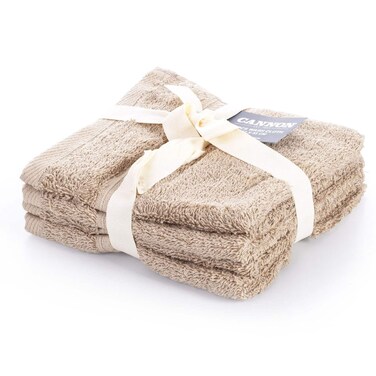 Cannon Plain Face Towel, Linen, 33x33cm, 650 GSM, 100% Cotton, 4 PCS