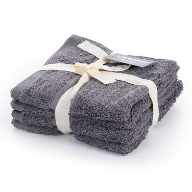 Cannon Plain Face Towel, Factory Grey, 33x33cm, 650 GSM, 100% Cotton, 4 PCS