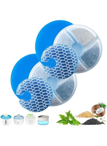 Autbye 2 - Pack Cat Water Fountain Carbon Filters - 3 - in - 1 Filter Cotton. For Pet Health. Ideal for Home &amp; Office Use - Keeping Your Cat Water Fountain Clean and Your Cats Happy