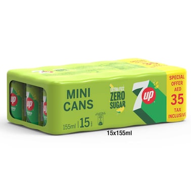 سفن أب مشروب غازي خالي من السكر، علبة 155 ملل، حزمة من 15