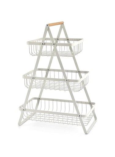 Maykela 3 Tier Countertop Fruit Basket Storage,Vegetable Rack Detachable Vegetable Basket Bread Display Stand Bread Basket Vegetable Holder for Fruit (White)