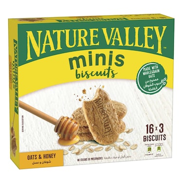 Nature Valley Minis Oats and Honey Plain Biscuits, 25g Pack of 16