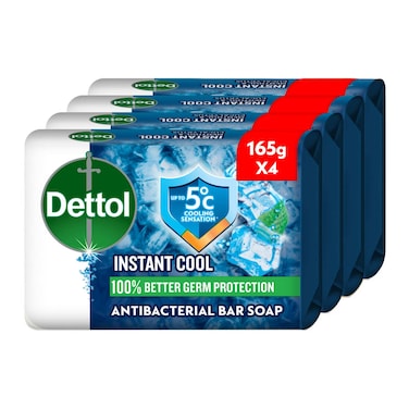 Dettol Cool Bathing Soap, Menthol &amp; Eucalyptus Scent, 165g Pack of 4