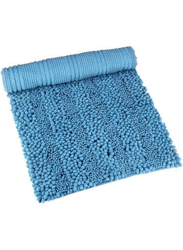 Gelrova Bathroom Rugs, Extra Soft and Absorbent Microfiber Bath Mat, Non-Slip, Machine Washable, Quick Dry Shaggy Bath Carpet, Suitable for Bathroom Floor, Tub, Shower (Blue, 32x16 Inche）