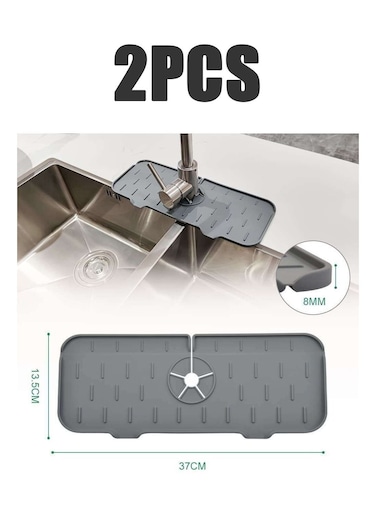 Pcs Silicone Faucet Mat For Kitchen, Sink Splash Guard, Bathroom Faucet Water Catcher Mat, Sink Draining Pad Behind Faucet Grey