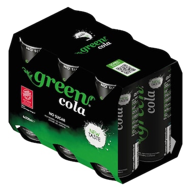 Green Cola Flavour Carbonated Can, 330ml Pack of 6