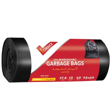 Mychoice 10 Gallon Oxo Bio-Degradable 54 x 60 cm Black 60 Garbage Bags