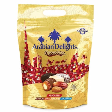 Arabian Delights Chocodate Assorted Chocolate Coated Dates with Almond and Coconut, 460g