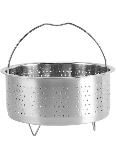 BROLEO Basket, Stainless Steel Steam Basket Insert with Handle, Vegetable Basket for Eggs, Sweet Potatoes, Seafood, Rice (Stainless steel)