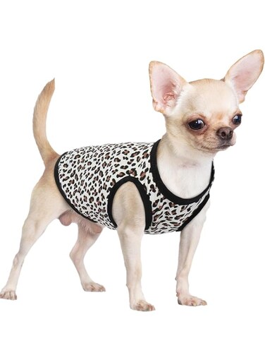 Dog Shirts Soft Dog Clothes for Extra Small Dogs, Cotton Sleeveless Doggies T Shirt Vest Puppy Sweatshirt Cute Pet Dog Apparel Summer Dog Outfit, Dog Pajamas (Leopard, L)