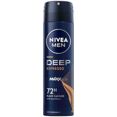NIVEA MEN Antiperspirant Spray for Men Deep Black Carbon Antibacterial Espresso Scent 150ml