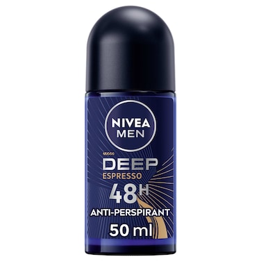 نيفيا  مين ديب إسبريسو  مزيل عرق للرجال، ببكرة دوارة مع الكربون الأسود، حماية من العرق والرائحة لمدة 72 ساعة، برائحة الإسبريسو المنعشة، 50 ملل