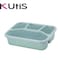 4-Grid Lunch Box With Lid Green/Clear 21.5x16x5.5 Centimeter