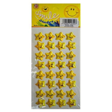 Emoji Star Face Decorative Stickers STK001, Yellow