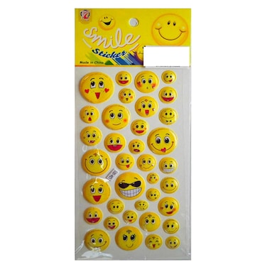 Smile Emoji Face Decorative Stickers, Yellow