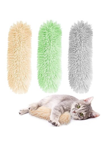 Zurligi 3-Pack Catnip Pillows for Cats, Fluffy Cat Kicker Toys with Crinkle Sound, Interactive and Durable Pet Pillow Toy, Promotes Kitten Play and Exercise, Soft and Plush Catnip Toys for Cats
