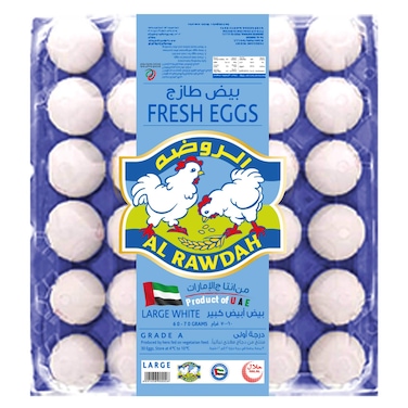 Al Rawdah Large White Fresh Eggs, Pack of 30
