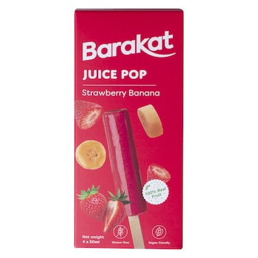 بركات بوب عصير  بنكهة الفراولة والموز مثلج، 50 ملل، حزمة من 4