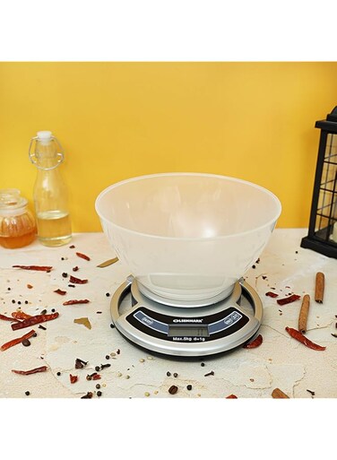 Olsenmark Digital Kitchen Scale - Auto Zero &amp; Auto-Off - Low Battery Indication - Overload Indication - Division: 1g/0.1oz .