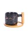 Design Printed Classic Coffee Enamel Mug Ceramic Tea Cup With Wood Handle