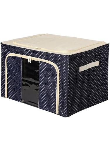 Humi Homes Steel Foldable Wardrobe Clothes Organizer - Storage Box for Clothes (66L) - Gray Cotton with Zipper Closure