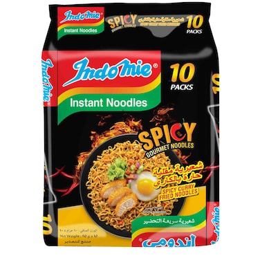 Indomie Spicy Curry Flavour Instant Fried Noodles, 90g Pack of 10