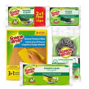 Scotch-Brite Scouring Scrub Combo Pack Multicolour Pack of 3