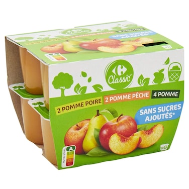 Carrefour Classic Apple Compote with Sugar, 100g, Pack of 8
