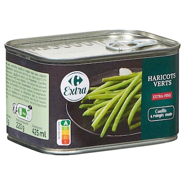 Carrefour Extra Extra Fine Green Beans with Pearl Onions, 400g