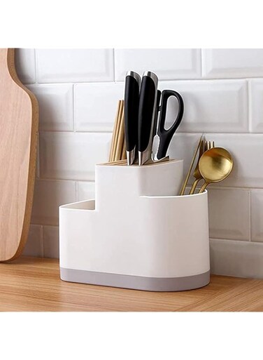 Joyzzz Utensil Caddy, Rack Plastic Draining Inserted Knife Block Flatware Organizer, Multifunction Kitchen Storage, Cutlery Holder for Chopsticks Spoons, Suitable for Kitchen Utensils Tableware