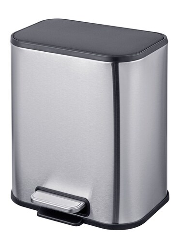 East 6L Stainless Steel Trash Can with Soft Close Lid and Inner Bucket-Resistant Surface for Kitchen, Bathroom, Silver, 24 x 19.4 x 29.1 cm