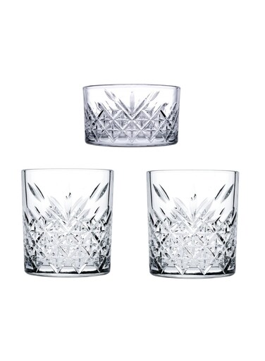 3 Pieces Timeless Whisky Gift Set 2 Pieces Glass 345 Ml And 1 Pieces Bowl 210 Ml Clear