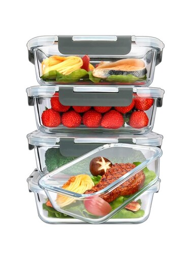 M MCIRCO [5-Packs, 36 Oz.] Glass Meal Prep Containers with Lifetime Lasting Snap Locking Lids Glass Food Containers,Airtight Lunch Container,Microwave, Oven, Freezer and Dishwasher (4.5 Cup)