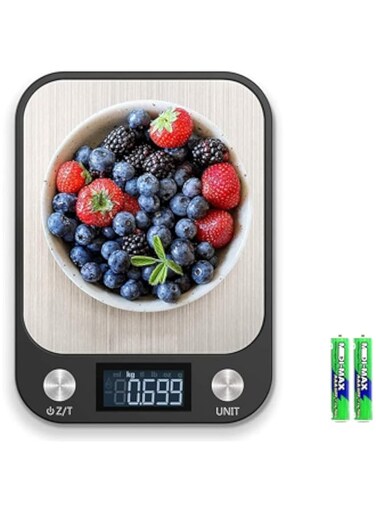 RoyalPolar Food Scale, Multifunction Digital Kitchen Scale High Accuracy Electronic Food Weight with Large LCD Display, Stainless Steel Platform, Ultra Slim, From 11lb/5kg up to 33lb/15kg (Black, 15)