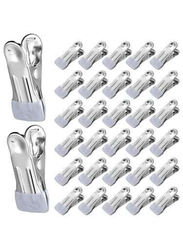Generic 30 Pieces Multifunctional Stainless Steel Clips, Traceless Clips, Suitable for Pool Cover, Kitchen, Office, Home Life