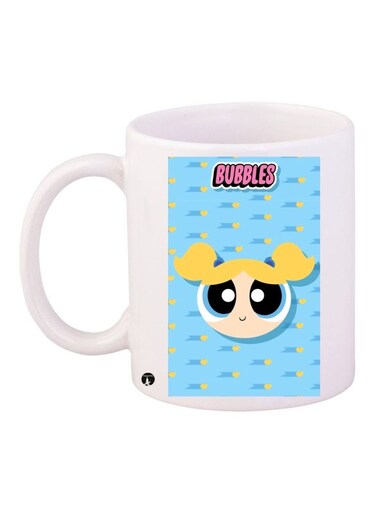 Bubbles Printed Coffee Mug White/Blue/Yellow