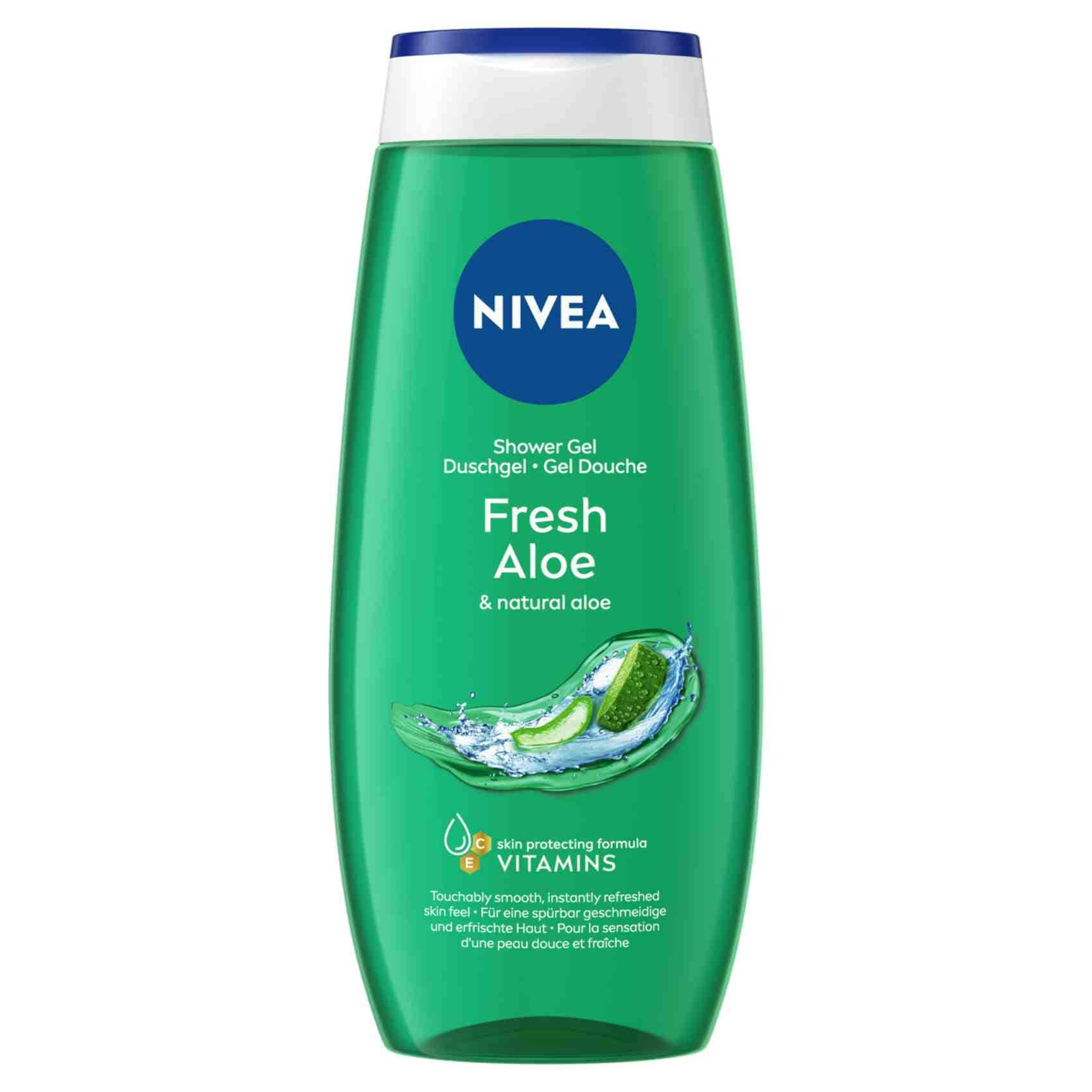Buy NIVEA Shower Gel Body Wash Fresh Aloe Natural Aloe Vera Fresh Scent  250ml Online | Carrefour UAE