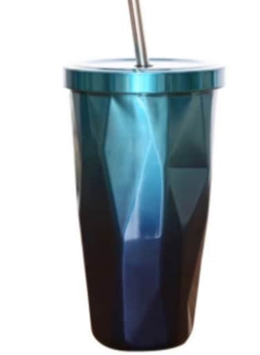 Steel Double Wall Tumbler With Straw And Lid