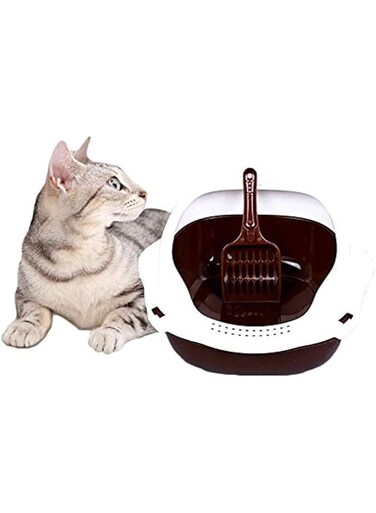 ANTOLE Semi-Enclosed Cat Litter Box with Cat Litter Scoop, Small Cat Sandbox Cat Toilet Cat Pot is Designed to Offer Cats Plenty of Room and Quick Accessibility