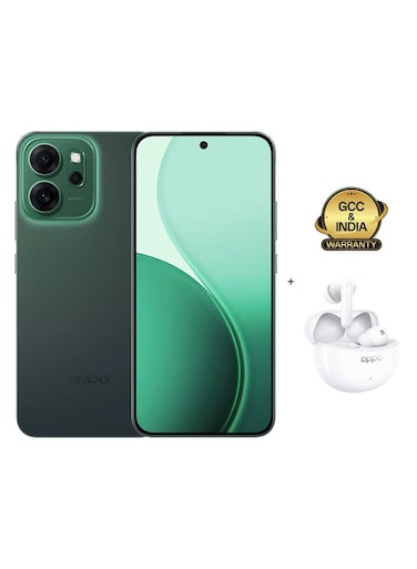 Oppo Reno14 F AI Phone Dual SIM, 12GB RAM, 512GB, 5G, Luminous Green - Middle East Version (With Oppo Enco Buds3 Pro)