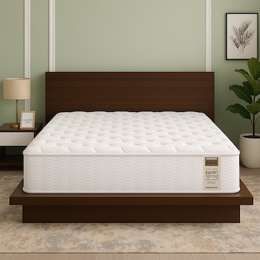 Kurlon Earth Spring Mattress   3-Zone Pocket Spring Mattress   Medium-Firm Support    Natural Latex   Ideal for Spinal Alignment   Queen Size  Mattress  200Lx150Wx25H Cms