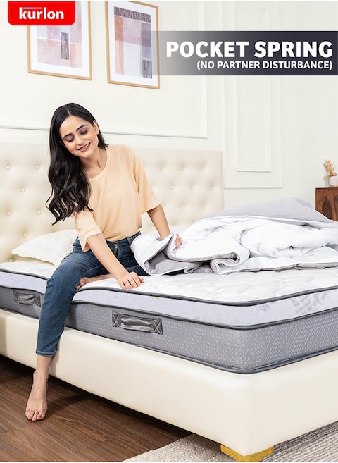Kurlon Spring Rest Pocket Premium Mattress   Pocket Spring Mattress   Medium Firm Support   HR Foam, Natural Latex, Memory Foam   Twin Size Mattress  200Lx120Wx25H Cms    10 Yrs Warranty