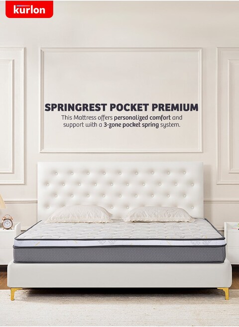 Kurlon Spring Rest Pocket Premium Mattress   Pocket Spring Mattress   Medium Firm Support   HR Foam, Natural Latex, Memory Foam   Twin Size Mattress  200Lx120Wx25H Cms    10 Yrs Warranty